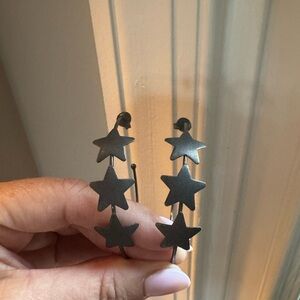 Sheila Fajl Gunmetal Star Hoop Earrings